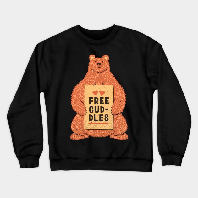 Cute Bear Free Cuddles Orange Crewneck Sweatshirt by Tobe_Fonseca